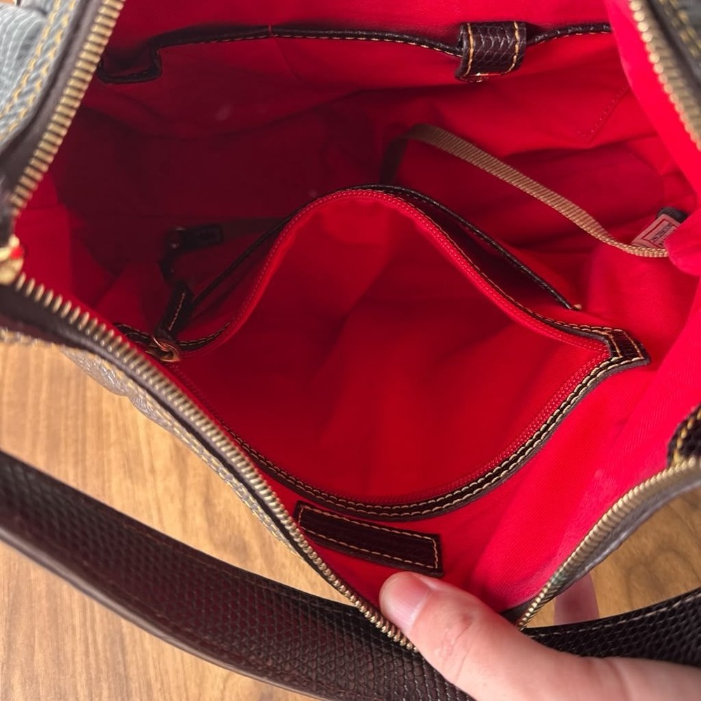 Dooney & Bourke Santorini Lizard Embossed Leather Hobo Shoulder Bag Black - Picture 14 of 14